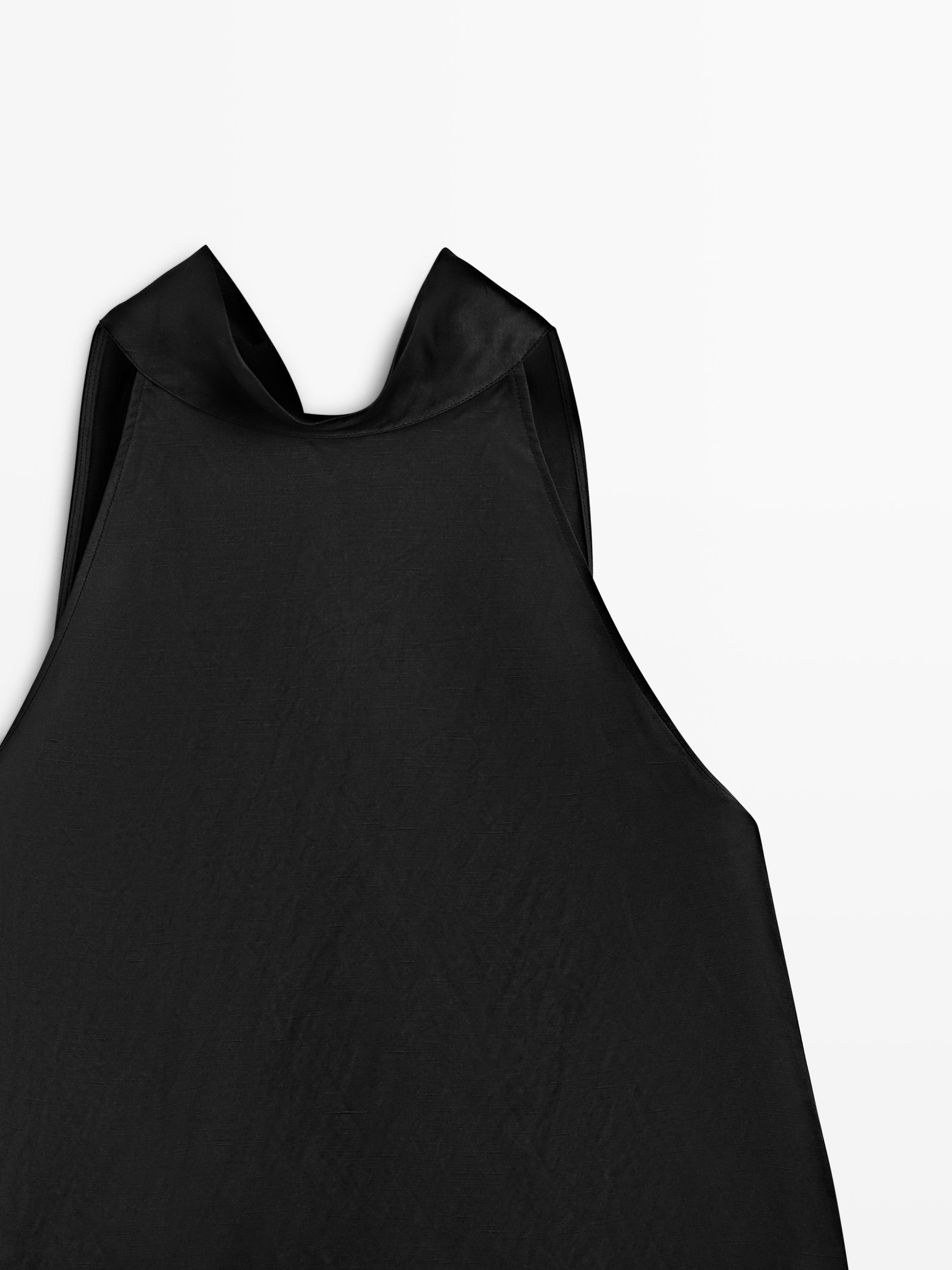 Satin halter top with tie detail